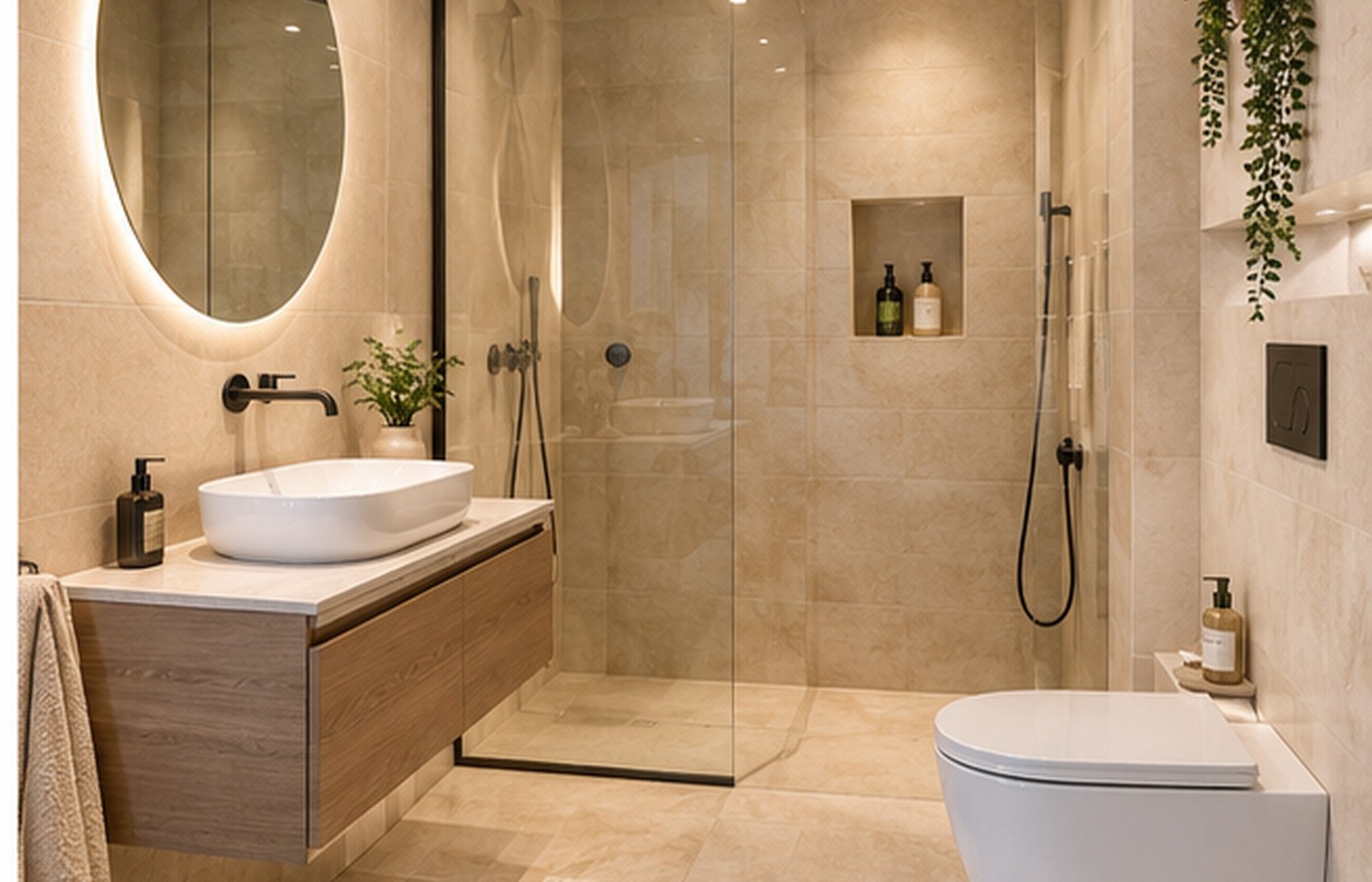 Donkere luxe badkamer
