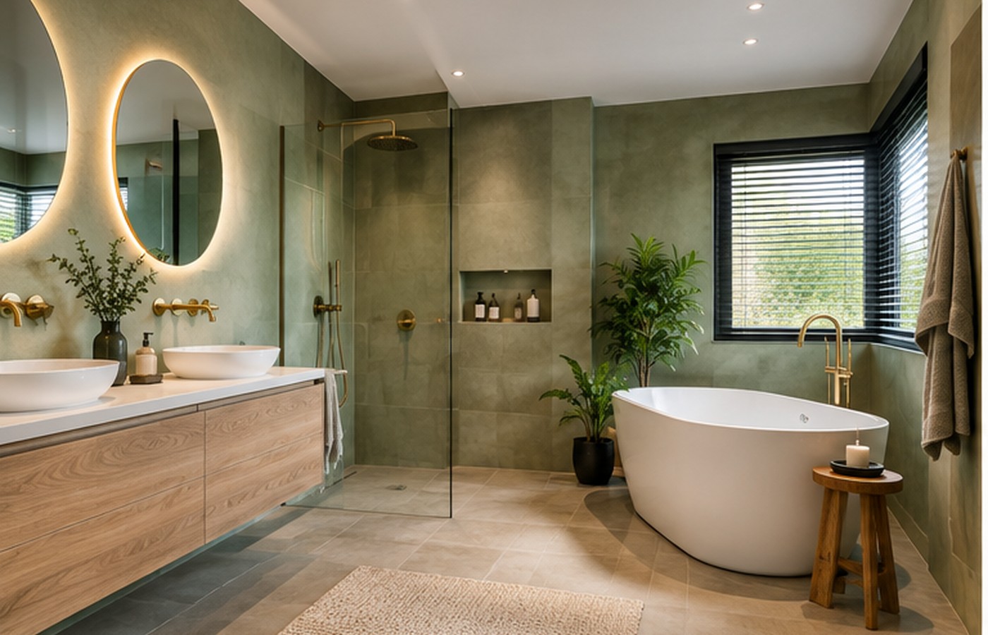 Moderne badkamer met bad